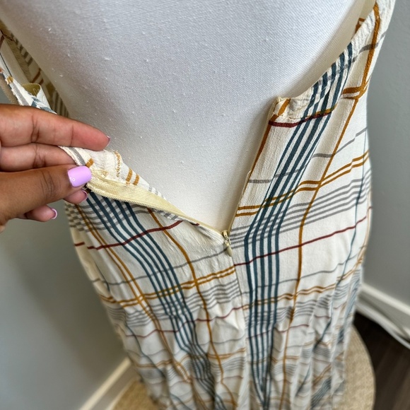 Gillia White Base with Colorful Plaid Maxi Dress size Small - Picture 6 of 9